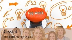  Presentation with college students - Slide deck with 3d powerpoints - word rag week and college background and a coral colored foreground