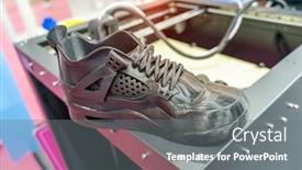  Presentation with shoe - PPT theme with 3d-printed-shoe-figure-close background and a gray colored foreground