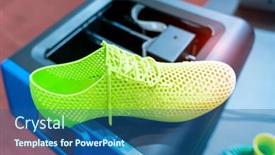  Presentation with shoe - PPT theme featuring 3d-printed-shoe-figure-close background and a ocean colored foreground