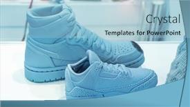  Presentation with shoe - Slide deck with 3d-printed-shoe-figure-close background and a light blue colored foreground