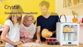  Presentation with product - Presentation with degradation - 3d designers discussing while holding background and a yellow colored foreground