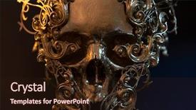  Presentation with skull - Presentation design having 3d printer and piece background and a wine colored foreground