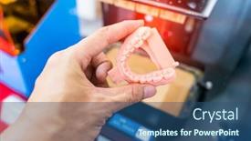  Presentation with dental material - PPT theme having 3d-printer-from-a-photopolymer background and a ocean colored foreground