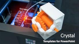  Presentation with gear - Slide set with 3d printer gear printed model background and a tawny brown colored foreground