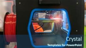  Presentation with manufacturing - Cool new slide deck with 3d printer or additive manufacturing and robotic automation technology backdrop and a ocean colored foreground