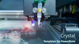  Presentation with manufacturing - Presentation theme having 3d-printer-or-additive-manufacturing background and a ocean colored foreground