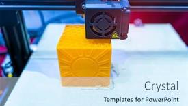  Presentation with robotic - Cool new slide deck with 3d-printer-or-additive-manufacturing backdrop and a sky blue colored foreground