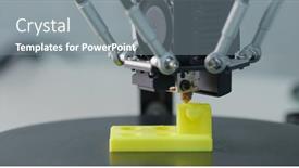  Presentation with machine - Cool new slides with 3d-printing-machine-printing backdrop and a gray colored foreground