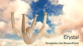  Presentation with plain clear navy blue blue and white cloudy - Beautiful slide deck featuring 3d puppets - brown 3d figurine exercising backdrop and a lemonade colored foreground