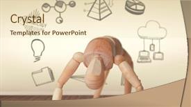  Presentation with business change - Presentation theme having physical change - business icons against white background background and a lemonade colored foreground