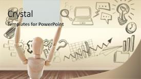  Presentation with business - Presentation design consisting of 3d puppets - business icons against white background background and a lemonade colored foreground