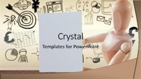  Presentation with room - PPT layouts having 3d puppets - business icons against white background background and a  colored foreground