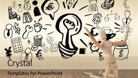  Presentation with room - Beautiful PPT layouts featuring 3d puppets - business icons against white background backdrop and a coral colored foreground