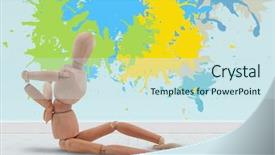  Presentation with flooring - PPT theme with 3d puppets - colourful paint splashes against gray background and a sky blue colored foreground