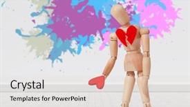  Presentation with human heart - Audience pleasing PPT theme consisting of gray flooring and wall backdrop and a light gray colored foreground