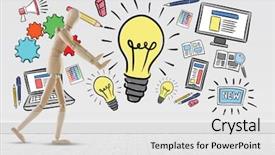  Presentation with flooring - PPT theme enhanced with 3d puppets - composite image of various icons background and a white colored foreground