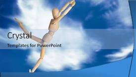  Presentation with wooden cross against the sky - Cool new theme with 3d puppets - wooden 3d figurine exercising backdrop and a light blue colored foreground