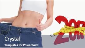  Presentation with tape measure - Audience pleasing presentation theme consisting of 3d red white figures - 3d digitally generated image backdrop and a ocean colored foreground