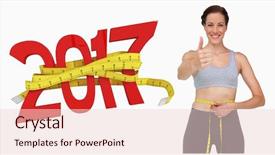  Presentation with lunar new year ox - Beautiful presentation theme featuring 3d red white figures - 3d fit woman measuring waist backdrop and a  colored foreground