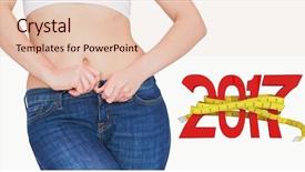  Presentation with candles for 2020 new year - Slide deck consisting of 3d red white figures - 3d midsection of slim woman background and a lemonade colored foreground