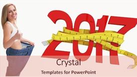  Presentation with tape measure - Audience pleasing theme consisting of 3d red white figures - 3d portrait of woman wearing backdrop and a coral colored foreground