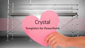  Presentation with scaffolding - Slide deck enhanced with 3d red white figures - digital composite of hand background and a lemonade colored foreground