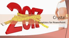  Presentation with female sport - Beautiful presentation theme featuring 3d red white figures - female slender body in sport backdrop and a coral colored foreground