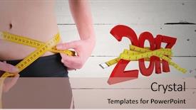  Presentation with 2019 chinese new year - Slide deck consisting of 3d red white figures - mid-section of woman measuring her background and a coral colored foreground