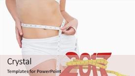  Presentation with human resource management section - Amazing presentation having 3d red white figures - mid section of woman measuring backdrop and a  colored foreground