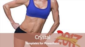  Presentation with tape measure - Slide deck enhanced with 3d red white figures - midsection of fit woman background and a  colored foreground