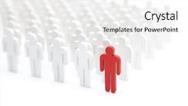  Presentation with crowd marketing chess - PPT theme enhanced with 3d red white figures - unique person in the crowd background and a white colored foreground