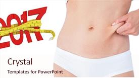  Presentation with tape measure - Audience pleasing presentation theme consisting of 3d red white figures - woman posing without any fat backdrop and a sky blue colored foreground