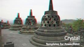  Presentation with borobudur temple - Beautiful PPT layouts featuring 3d religious - borobudur temple java indonesia anaglyph backdrop and a  colored foreground