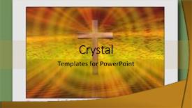  Presentation with crystal cross - Cool new slides with 3d religious - cross on monitor or tv backdrop and a  colored foreground