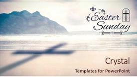  Presentation with wooden cross against the sky - Amazing presentation theme having 3d religious - easter message against mountain backdrop and a lemonade colored foreground