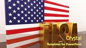  Presentation with gold stars - Beautiful theme featuring 3d render 3d gold usa backdrop and a tawny brown colored foreground