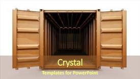  Presentation with container - PPT theme having 3d render of a freight background and a tawny brown colored foreground