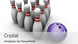  Presentation with bowling - Beautiful slide set featuring 3d render of bowling skittles backdrop and a light gray colored foreground