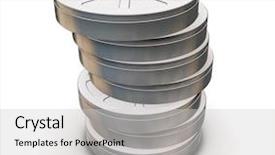  Presentation with film reels - Beautiful theme featuring 3d render of film reels backdrop and a light gray colored foreground