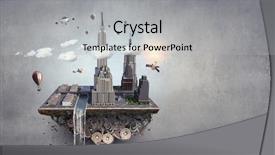  Presentation with development - Colorful slide deck enhanced with 3d rendered image gear designs - construction and urban development mixed backdrop and a  colored foreground