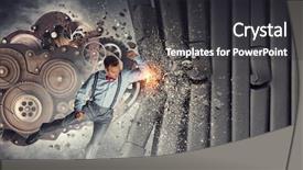  Presentation with industry - Audience pleasing slide deck consisting of 3d rendered image gear designs - construction industry concept mixed media backdrop and a dark gray colored foreground