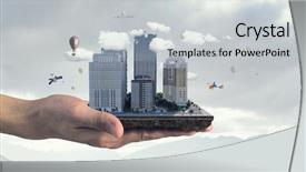  Presentation with ho chi minh city - Colorful PPT theme enhanced with 3d rendered image gear designs - mini city design mixed media backdrop and a  colored foreground