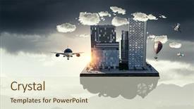  Presentation with ho chi minh city - Beautiful slide set featuring 3d rendered image gear designs - mini city design mixed media backdrop and a  colored foreground