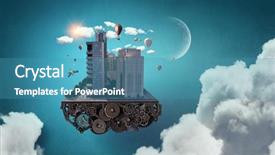  Presentation with design - PPT layouts enhanced with 3d rendered image gear designs - mini city design mixed media background and a  colored foreground