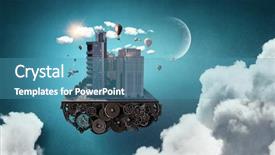  Presentation with design - Slide set featuring 3d rendered image gear designs - mini city design mixed media background and a  colored foreground