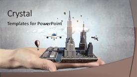  Presentation with design - PPT layouts consisting of 3d rendered image gear designs - mini city design mixed media background and a  colored foreground