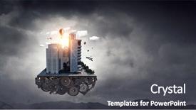  Presentation with ho chi minh city - Cool new PPT layouts with 3d rendered image gear designs - mini city design mixed media backdrop and a  colored foreground