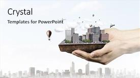  Presentation with ho chi minh city - PPT layouts enhanced with 3d rendered image gear designs - mini city design mixed media background and a  colored foreground