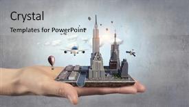  Presentation with design - Audience pleasing PPT layouts consisting of 3d rendered image gear designs - mini city design backdrop and a  colored foreground