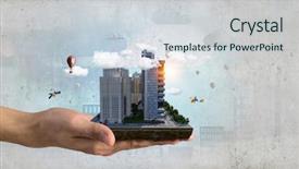  Presentation with design - Beautiful PPT layouts featuring 3d rendered image gear designs - mini city design backdrop and a  colored foreground